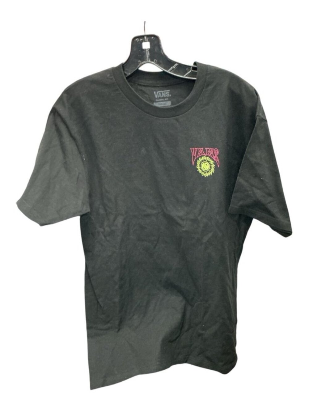 Vans Black Short-Sleeve Tee with Neon Sun Chest Graphic